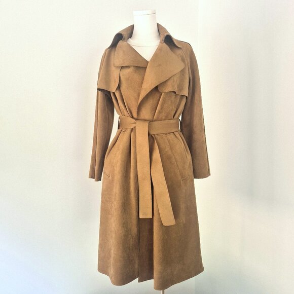 Banana Republic faux suede trench coat, brown, XS - Picture 1 of 7